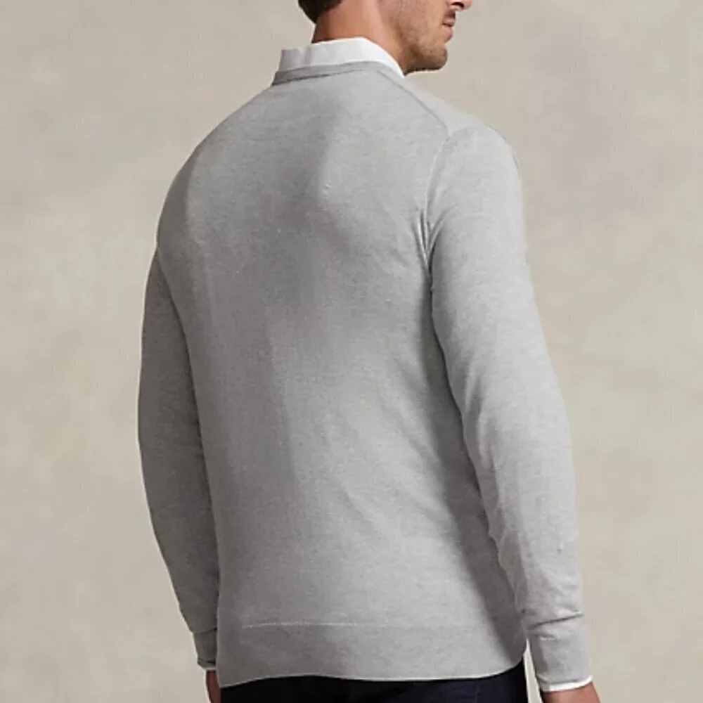 Polo Ralph Lauren Men's Pullover 100% Cotton V-Neck Sweater Grey Fit Size 3XLT